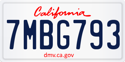 CA license plate 7MBG793