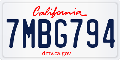 CA license plate 7MBG794
