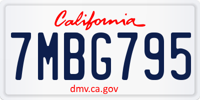 CA license plate 7MBG795