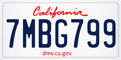 CA license plate 7MBG799