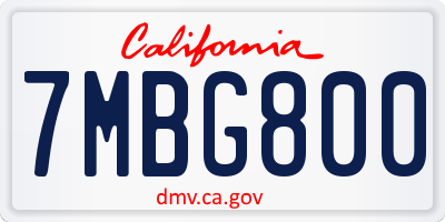 CA license plate 7MBG800