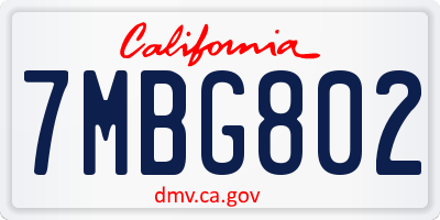 CA license plate 7MBG802