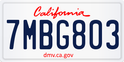 CA license plate 7MBG803