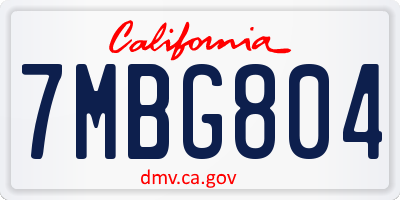 CA license plate 7MBG804