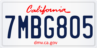 CA license plate 7MBG805
