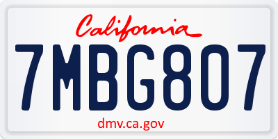 CA license plate 7MBG807