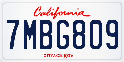 CA license plate 7MBG809