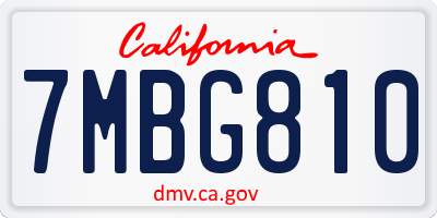 CA license plate 7MBG810