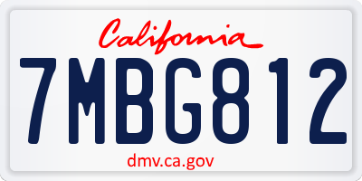 CA license plate 7MBG812