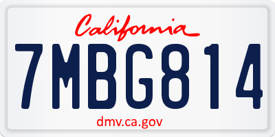 CA license plate 7MBG814