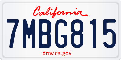 CA license plate 7MBG815