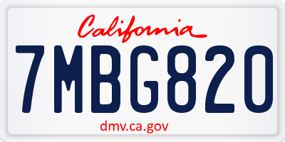 CA license plate 7MBG820