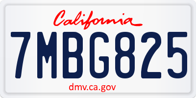 CA license plate 7MBG825