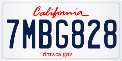 CA license plate 7MBG828