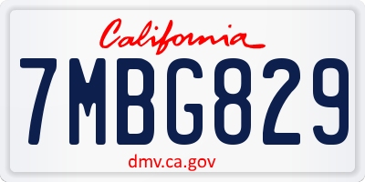 CA license plate 7MBG829