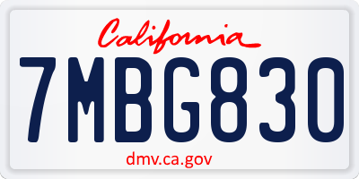 CA license plate 7MBG830