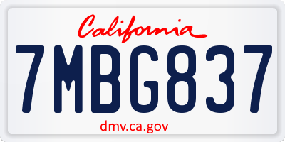 CA license plate 7MBG837