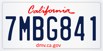 CA license plate 7MBG841