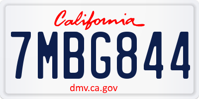CA license plate 7MBG844