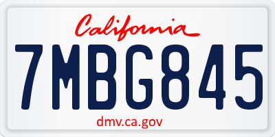 CA license plate 7MBG845