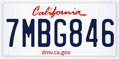 CA license plate 7MBG846