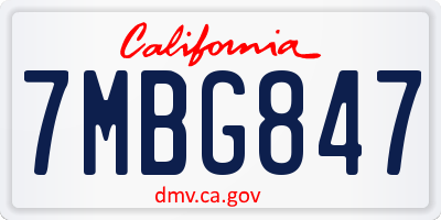 CA license plate 7MBG847