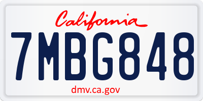 CA license plate 7MBG848