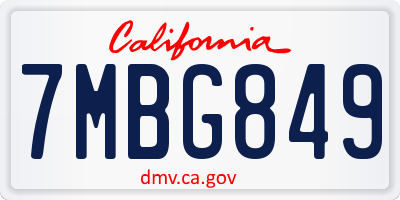 CA license plate 7MBG849