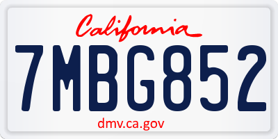 CA license plate 7MBG852
