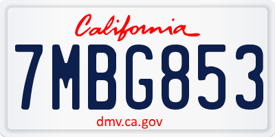 CA license plate 7MBG853