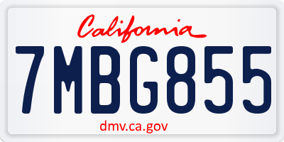 CA license plate 7MBG855