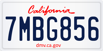 CA license plate 7MBG856