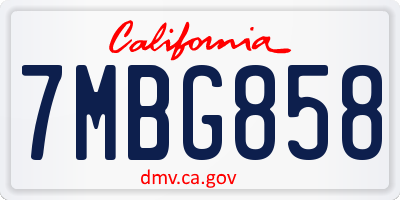CA license plate 7MBG858