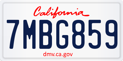 CA license plate 7MBG859