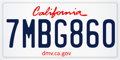 CA license plate 7MBG860