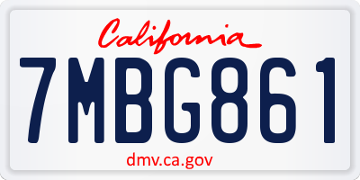 CA license plate 7MBG861