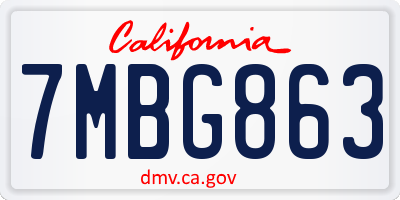 CA license plate 7MBG863