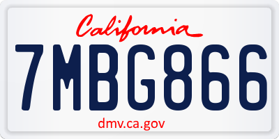 CA license plate 7MBG866