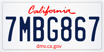 CA license plate 7MBG867