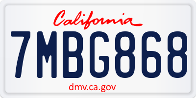 CA license plate 7MBG868