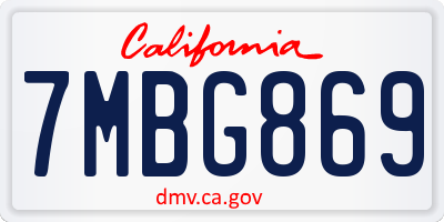 CA license plate 7MBG869