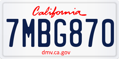 CA license plate 7MBG870