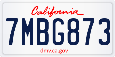 CA license plate 7MBG873