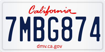 CA license plate 7MBG874