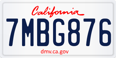 CA license plate 7MBG876