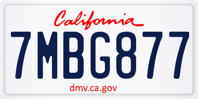 CA license plate 7MBG877