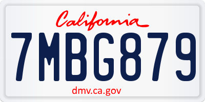 CA license plate 7MBG879