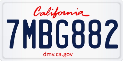 CA license plate 7MBG882