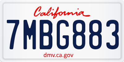CA license plate 7MBG883