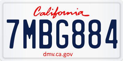 CA license plate 7MBG884